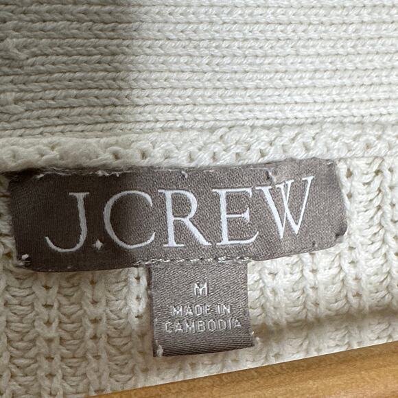 J. CREW Cotton Cashmere Cropped V-Neck Cardigan Sweater White Sz M {II45} - Picture 4 of 4